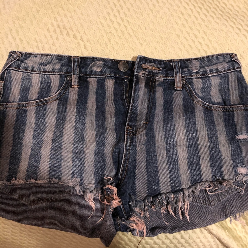 Free people striped denim shorts